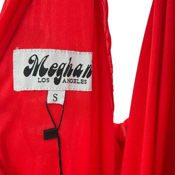 Meghan Los Angeles Wild Orchid Pleat Jumpsuit Halter Tomato Red Size‎ Small - Picture 13 of 15